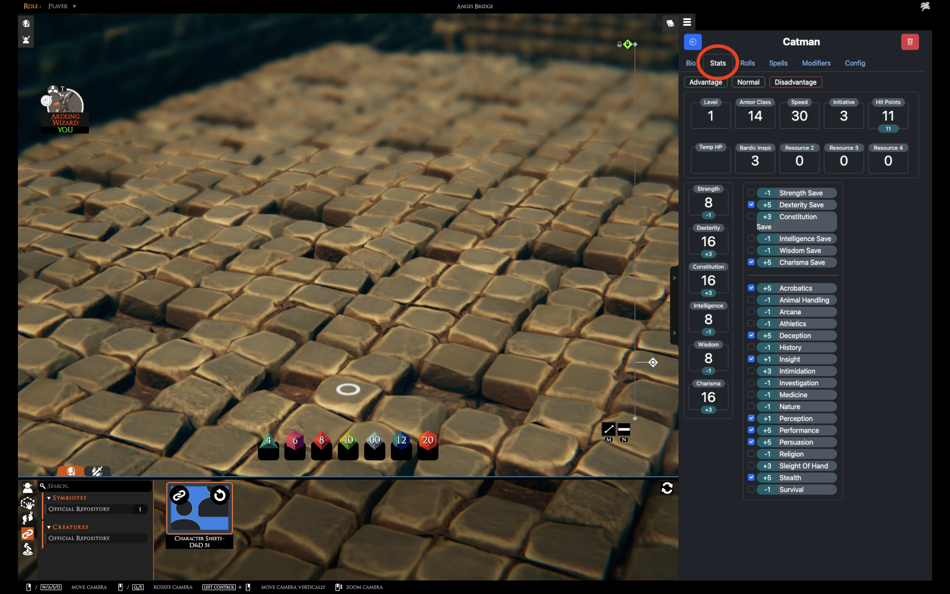 Character Sheet - Stats